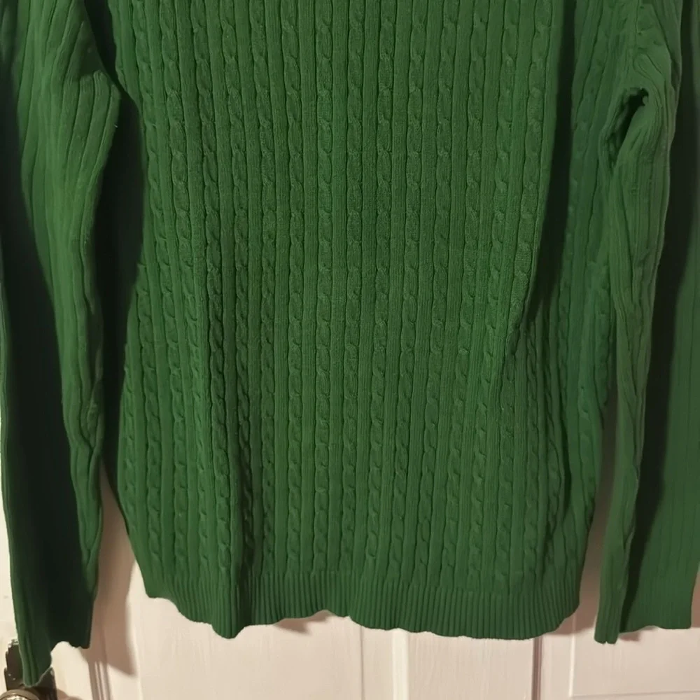 Evan Picone Women's Cable Knit Sweater Green Size Large